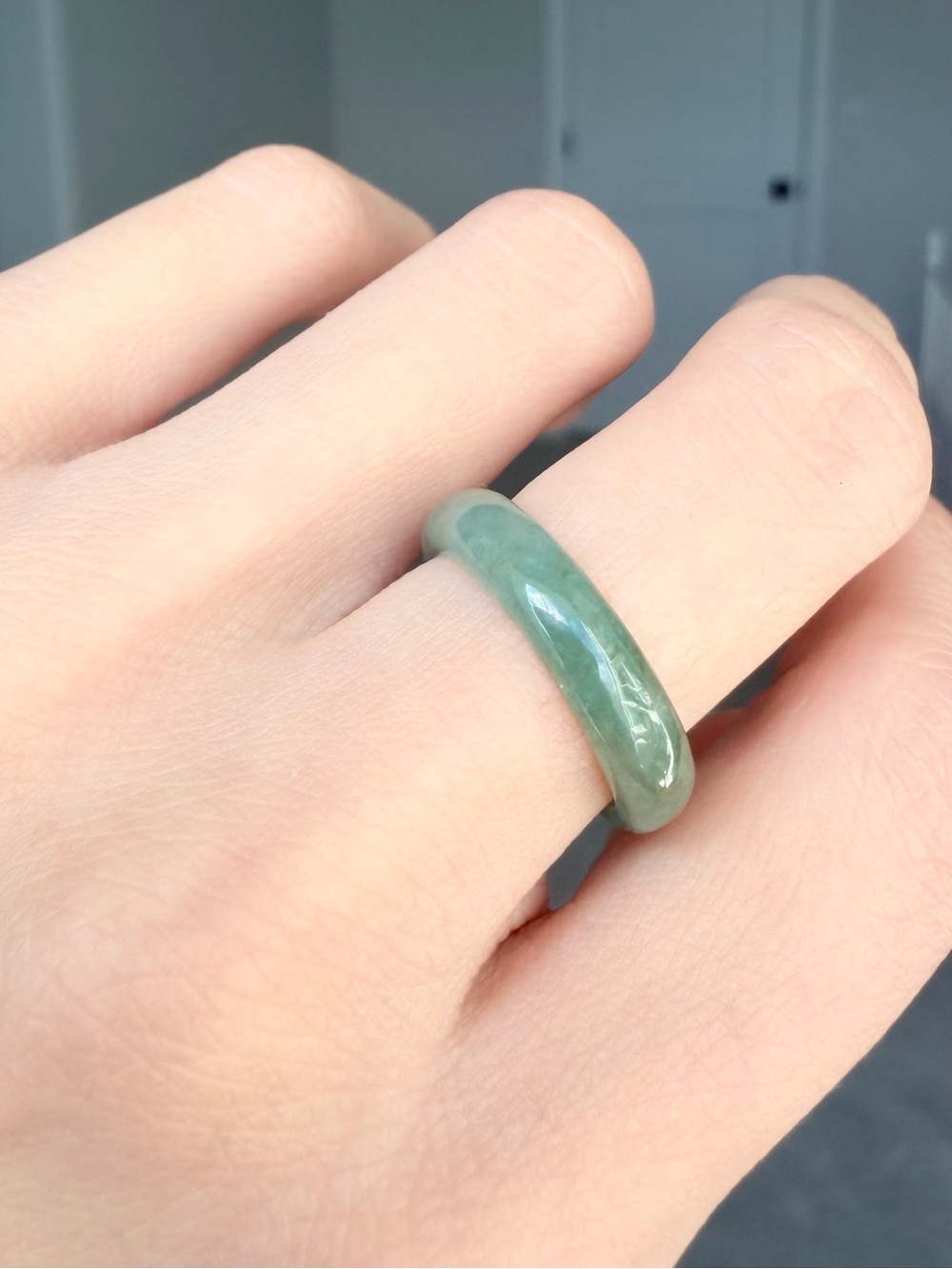 Natural Grade A Burmese Icy Green Floating Floral Jadeite Ring Band